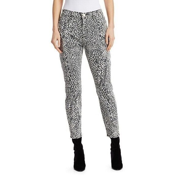 FRAME Le High Skinny Abstract Jeans Womens 23 Black Animal Print High Rise NWT - Picture 2 of 11